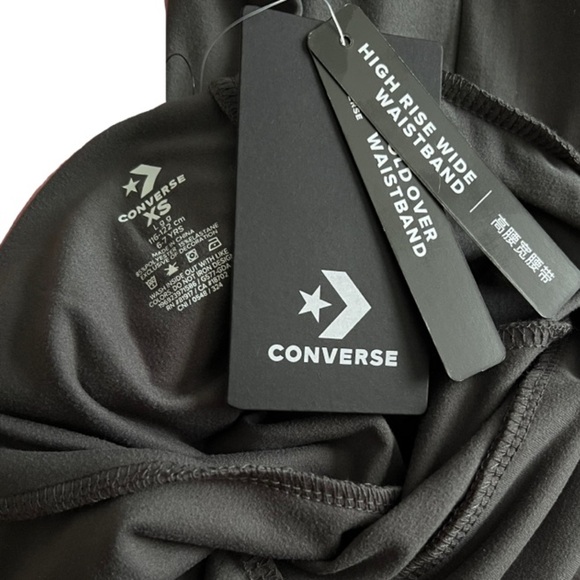 XS Converse Girls’ Fold Over Flare Leggings Grey - Picture 6 of 6